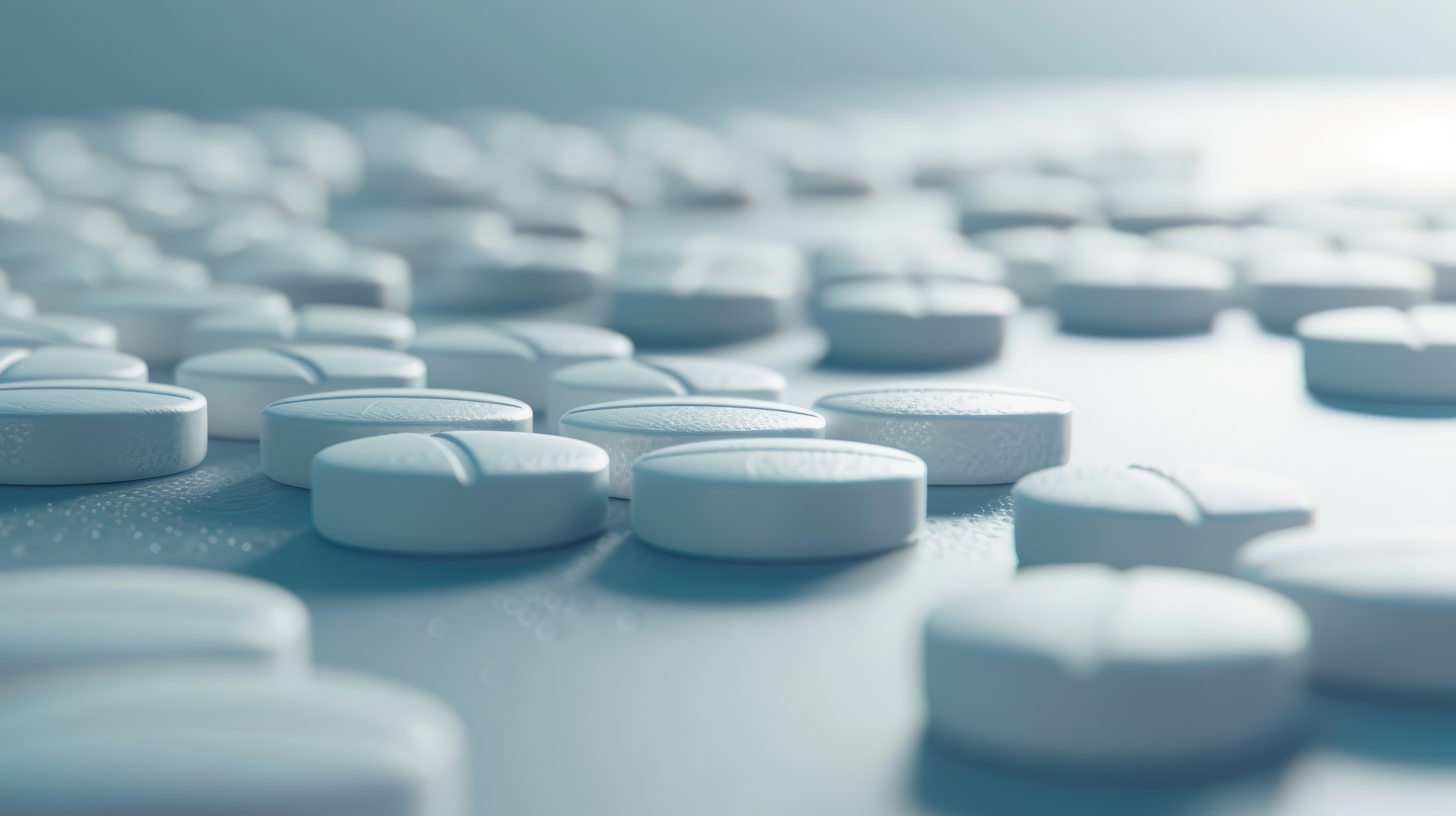 Semaglutide tablets scattered on white counter