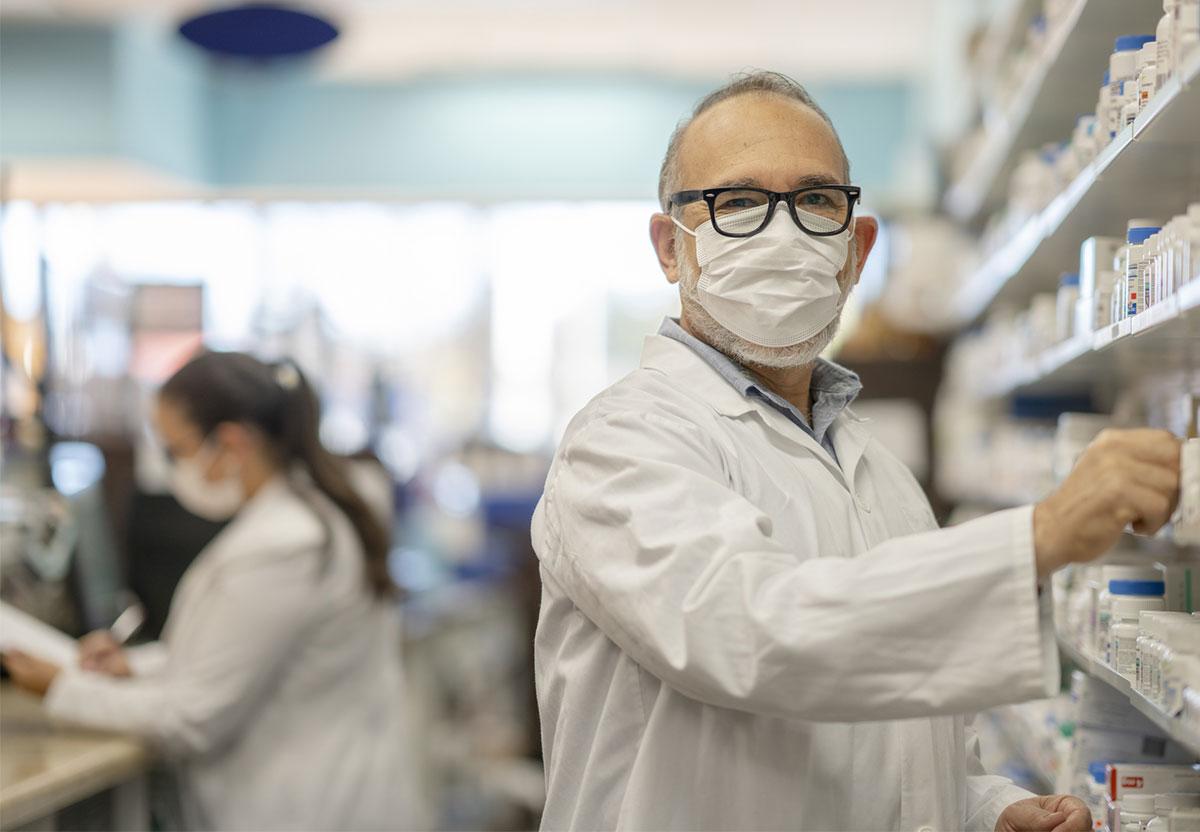 Pharmacist on a facemask pharmacy