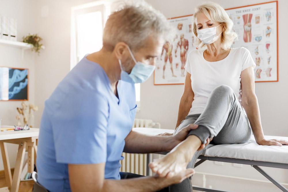 Woman in Clinic covid face mask