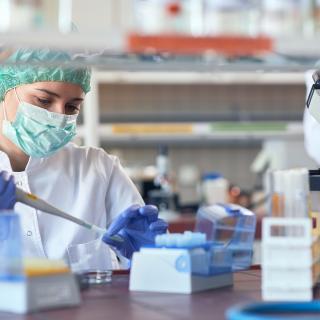 lab analysis of new corona virus, clinic laboratory chemical research of infection. Covid-19 concept.
