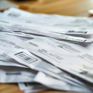 Stack of papers on desk