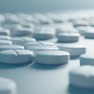 Semaglutide tablets scattered on white counter